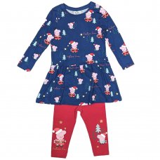 FFX81: Girls Peppa Pig Christmas Dress & Legging Outfit (1-6 Years)